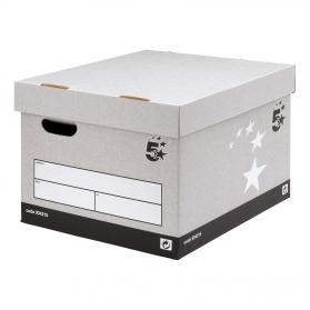 5 Star Facilities FSC Storage Box With Lid Self-Assembly Extra Large W388xD436xH290mm Grey Pack of 10 934215