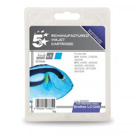 5 Star Office Remanufactured Inkjet Cartridge Page Life 600pp Cyan Brother LC1240C Alternative 934253