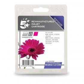 5 Star Office Remanufactured Inkjet Cartridge Page Life 600pp Magenta Brother LC1240M Alternative 934258