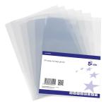 5 Star Elite Folder Cut Flush PVC Top and Side Opening 135 Micron A4 Glass Clear [Pack 100] 934819