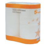 5 Star Facilities Luxury Toilet Rolls 2-ply 120x96mm 4 Rolls of 240 Sheets Per Pack White [Pack 10] 936488