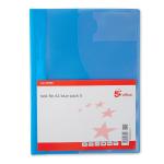5 Star Office Document Folder Task File Semi-rigid Clear Pocket Front Cover A4 Blue [Pack 5] 936860