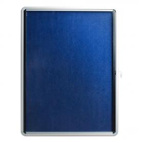 5 Star Glazed Noticeboard with Hinged Door Locking Alumin Frame Blue Felt 750x10000mm 937637
