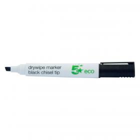 5 Star Eco Drywipe Marker Chlorine-free Chisel Tip 2-5mm Line Black Pack of 10 938128