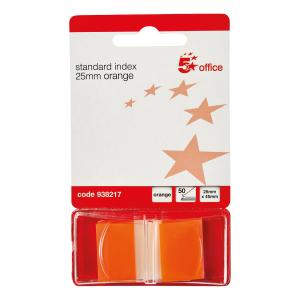 Office Standard Index Flags 50 Sheets per Pad 25x45mm Orange Pack 5