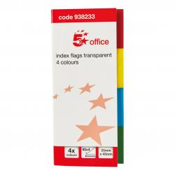 Cheap Stationery Supply of 5 Star Index Flag Transparent x4 Colours Office Statationery