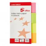 5 Star Office Index Neon Paper Page Markers 20x50mm 50 Sheets per Colour Assorted [Pack 5] 938237