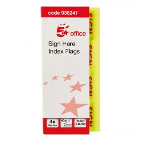 5 Star Office Sign Here Index Flags Tab With Red Arrow 46x25mm 40x4 per wlt 5 packs 160 Flags [Pack 5] 938241