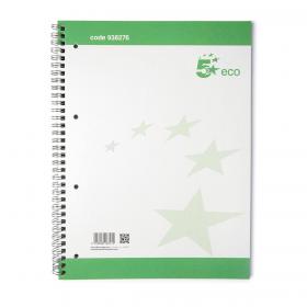 5 Star Eco Spiral Pad 70gsm Ruled Margin Perforated Punched 4 Holes 100pp A4+ Pack of 10 938276