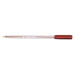 5 Star Office Ball Pen Clear Barrel Medium 1.0mm Tip 0.7mm Line Red [Pack 20] 938659