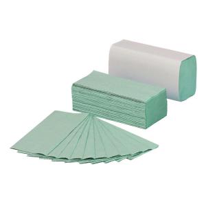 Image of Facilities Hand Towels 1 Ply Z-fold 250 Towels per Sleeve Green Pack