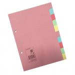5 Star Office Subject Dividers 10-Part Recycled Card Two-hole Punched 155gsm A5 Assorted 938748