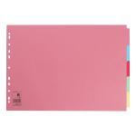 5 Star Office Subject Dividers 5-Part Recycled Card Multipunched 4 Holes 155gsm Landscape A3 Assorted 938758