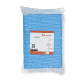 5 Star Facilities Cleaning Cloths Anti-microbial Heavy-duty 76gsm W500xL300mm Blue Pack of 25 939321