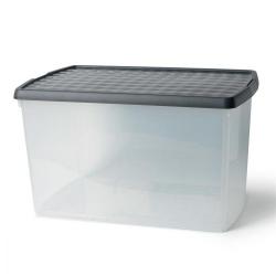 Cheap Stationery Supply of 5 Star Elite Storage Clip Box Plastic Stackable with Lid 62 Litre Clear Office Statationery