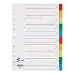 5 Star Elite Divider 10-Part Polypropylene Punched Reinforced Coloured-Tabs 120 Micron A4 White 940171
