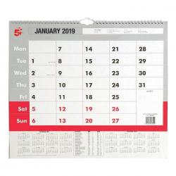 Cheap Stationery Supply of 5 Star Office 2019 Wall Calendar Month to View Wirebound 135gsm Paper A3 297x420mm White/Red Office Statationery