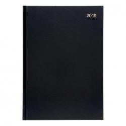 Cheap Stationery Supply of 5 Star Office 2019 Diary Day to Page Casebound and Sewn Vinyl Coated Board A4 297x210mm Black Office Statationery