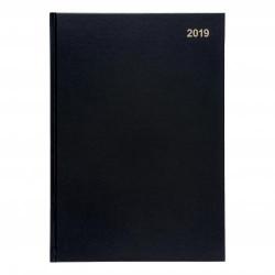 Cheap Stationery Supply of 5 Star Office 2019 Diary Week to View Casebound and Sewn Vinyl Coated Board A4 297x210mm Black Office Statationery