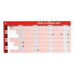 Cheap Stationery Supply of 5 Star Office 2019 Year Planner Mounted Landscape with Planner Kit 915x610mm Red Office Statationery