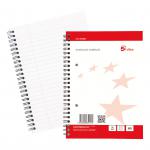 5 Star Office Notebook Wirebound 70gsm Ruled with Margin Perf Punched 2 Holes 100pp A5+ Red [Pack 10] 942598