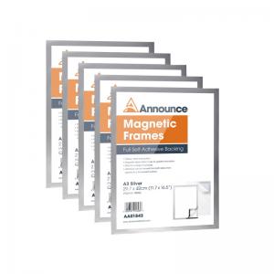 Announce Magnetic Frame A3 Silver Pack of 5 AA01844 AA01844