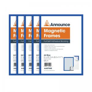 Announce Magnetic Frames A4 Blue Pack of 5 AA07540 AA07540