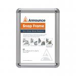 Announce by 5 Star A4 Snap Frame 25mm Chrome Effect Crnr AA10249 AA10202