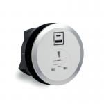 In Desk Power Module 1xUK Socket 1xUSB A+C PD 35W Charger White 20000017 ABL96001