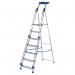 This picture shows a Werner Blue Seal Stepladder with 7 treads, made of professional-grade aluminium. The ladder is sturdy and durable, with a sleek and modern design. Its compact size makes it perfect for various tasks and easy to store.