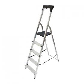 Werner Aluminium Step Ladder 5 Tread High Handrail 7410518 ABR60605