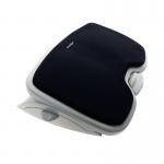 The picture shows sleek black and grey Kensington Footrests & Back Supports. The SoleMate Comfort Footrest provides optimum support and comfort for your feet while working. It is designed to relieve pressure and improve posture, with a non-slip surface to keep your feet in place.