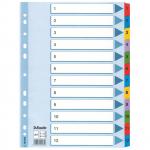 Esselte Mylar 1-12 Part Dividers A4 - Multi-Coloured - Outer carton of 10 100162