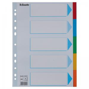 Esselte A4 1-5 Dividers, HD recycled Cardboard BlueMulticolour - Outer