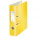 The picture shows a vibrant yellow ACCO Brands Lever Arch File from the Leitz 180° WOW collection. The file has a laminated exterior and measures 80mm, allowing for ample storage. It is designed in A4 size, making it ideal for organizing standard documents. The outer carton contains 10 files, making it a great value for bulk purchases. The sleek design and sturdy construction of these lever arch files make them perfect for all your filing needs.