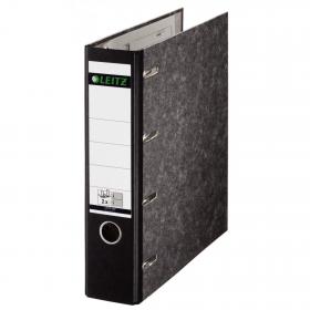 Leitz Double Mechanism Lever Arch File Classic Marbled, 100% recycled card. A4, 50 mm, Black - Outer carton of 5 10920000