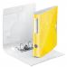 This photo shows a vibrant yellow outer carton containing 5 ACCO Brands Lever Arch Files Leitz 180° Active WOW Lever Arch Files. The files are designed in A4 size with a 50mm spine. The colorful and sleek design of the files along with the sturdy lever mechanism can be seen clearly in the photo.