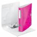 In the picture, you can see a stack of five pink ACCO Brands Lever Arch Files from the Leitz 180° Active WOW collection. Each file has a 50mm spine and is designed to hold A4 sized documents. The files have a distinctive lever arch mechanism, making it easy to open and close. The vibrant pink color and sleek design add a touch of style to any workspace. The outer carton is labeled with the product details and branding, ensuring easy identification. These files are perfect for keeping your important documents organized and secure.