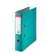 The picture shows a vibrant turquoise-colored outer carton with 20 Esselte Essentials lever arch files inside. Each file is made of durable polypropylene material and is sized to hold A4 documents. The files are 75mm thick and feature the ACCO Brands logo on the front cover. The files have lever arch mechanisms for easy opening and closing, and are perfect for organizing and storing paperwork.