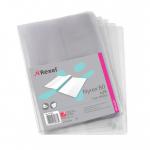 Rexel Nyrex™ Premium Twin A4 Document Folders, Glass Clear, 100mic, L-Folder, Pack of 25 12195