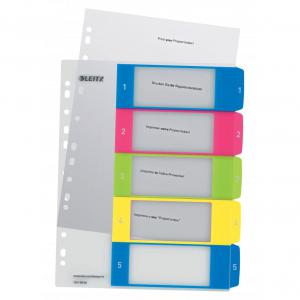 Leitz WOW Printable Index Polypropylene A4 1-5 Numerical Tabs