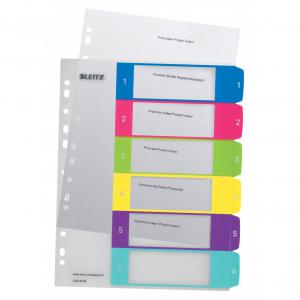 Leitz WOW Printable A4 Index Polypropylene Extra Wide 1-6 Numerical