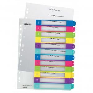 Leitz WOW Printable Index Polypropylene A4 1-12 Numerical Tabs