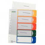 Leitz PC-Printable Heavy Duty Plastic 1-5 Index Paper, A4 - WhiteMulti-Colour - Outer carton of 20 12910000