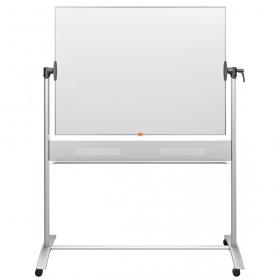 Nobo Classic Steel Mobile Dry Wipe Whiteboard with Horizontal Pivot (Flips Top to Bottom), Magnetic, 1200 x 900 mm, Marker Included, White 1901029
