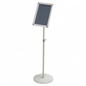 Nobo A4 Snap Frame Display with Height Adjustable Floor Stand, Aluminium Frame, Silver 1902383