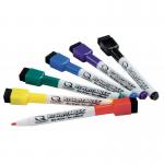 Nobo Mini Whiteboard Pen With Magnetic Eraser Cap 6 Pack Assorted Colours 1903792