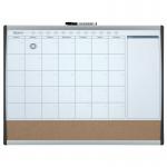 Nobo Small Magnetic Whiteboard Planner with Cork Notice Board 585x430mm White 1903813