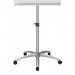 The image is a sleek and modern white flipchart easel, made by ACCO Brands. It stands tall and sturdy, with a height of 1850mm and a width of 700mm. The easel is made of glass and has a crisp white surface that is perfect for writing and displaying ideas. It features a magnetic whiteboard, allowing you to easily attach important documents and papers. The easel is also mobile, making it convenient to move around your workspace. Overall, the image exudes professionalism and sophistication.