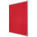 In this image, we see a vibrant red notice board from ACCO Brands Nobo Essence line. The board measures 900x600mm and features a soft felt surface, perfect for displaying important notices and messages. The board is mounted on a wall and appears to be in a busy office or classroom setting. Colorful papers and notes can be seen attached to the board with pins, providing a useful and organized display space. The board itself is sturdy and well-made, with a sleek design that adds a touch of style to any space.